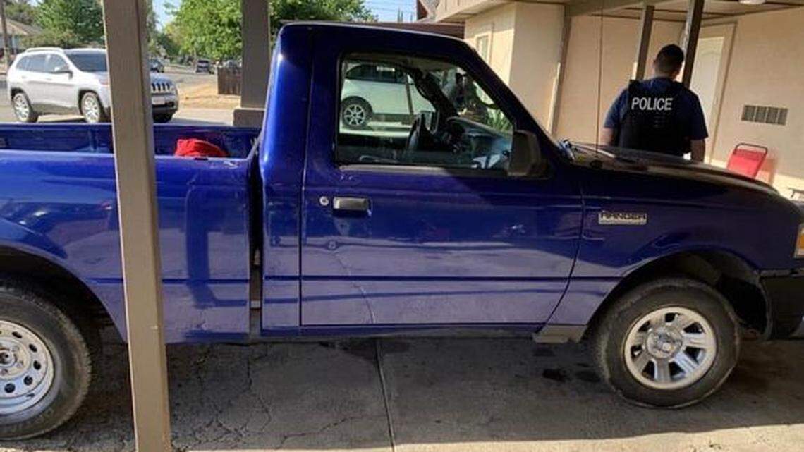 This blue Ford Ranger was used by the suspects during the vehicle burglaries in east Modesto, police say.