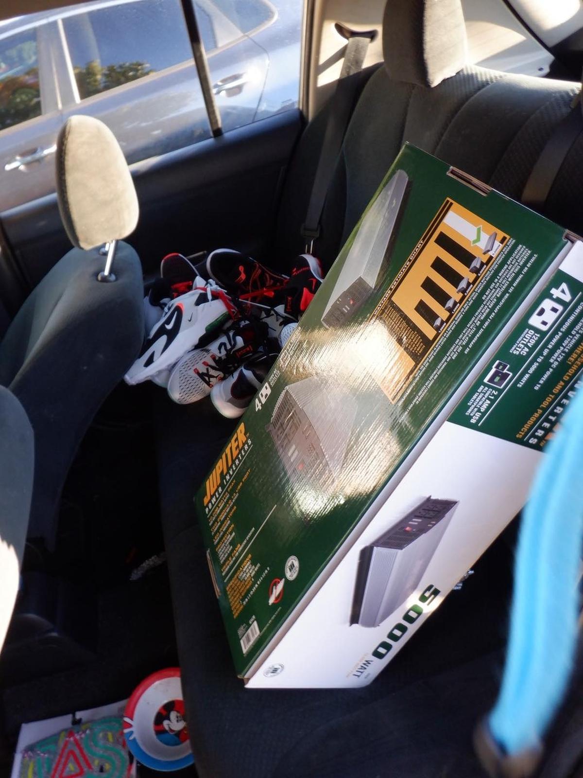 Merchandise stolen from Famous Footwear and Harbor Freight was found in the car being used by suspects in an attempted theft from the Ulta store in Manteca on June 9, 2021.