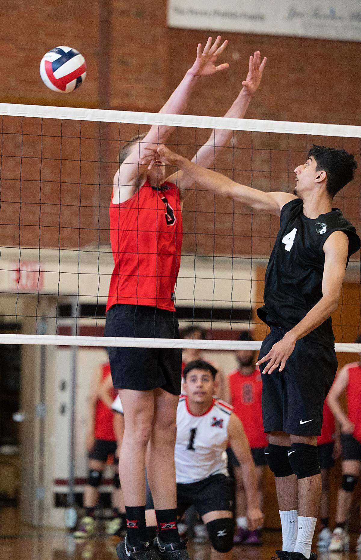 Pitman’s Simer Deep nudges the ball past Modesto defender Braden Meloni during the Central California Athletic League match in Modesto, Calif., Thursday, April 27, 2023.