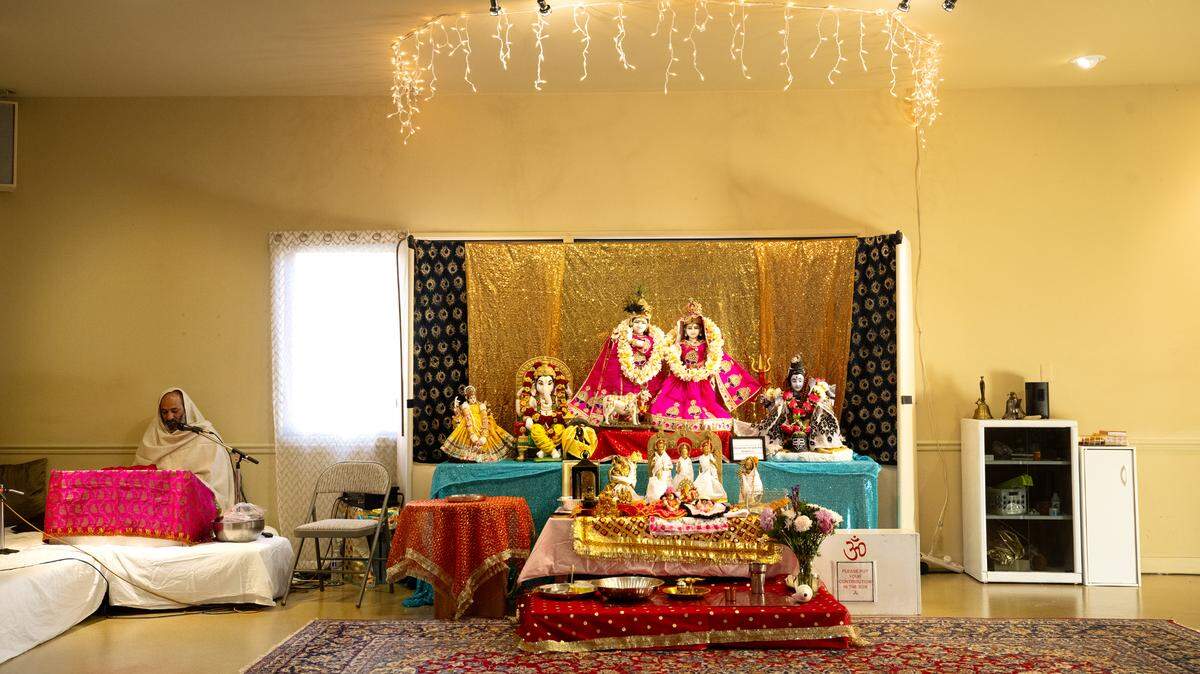 Temporary altar at the Hindu Temple of Modesto on College Avenue in Modesto, pictured Tuesday, Jan. 7, 2024.