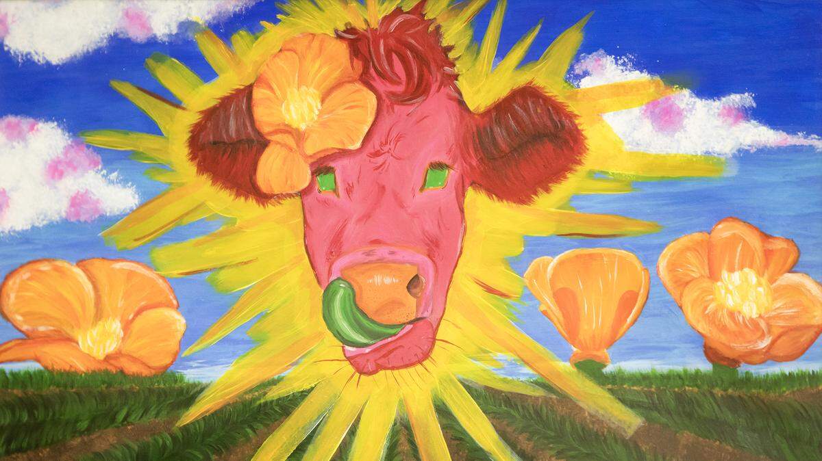 Modesto High School senior Andrea Valencia Zepeda won the 2025 Congressional Art Competition with her acrylic painting ‘California’s Sunshine Cow.’