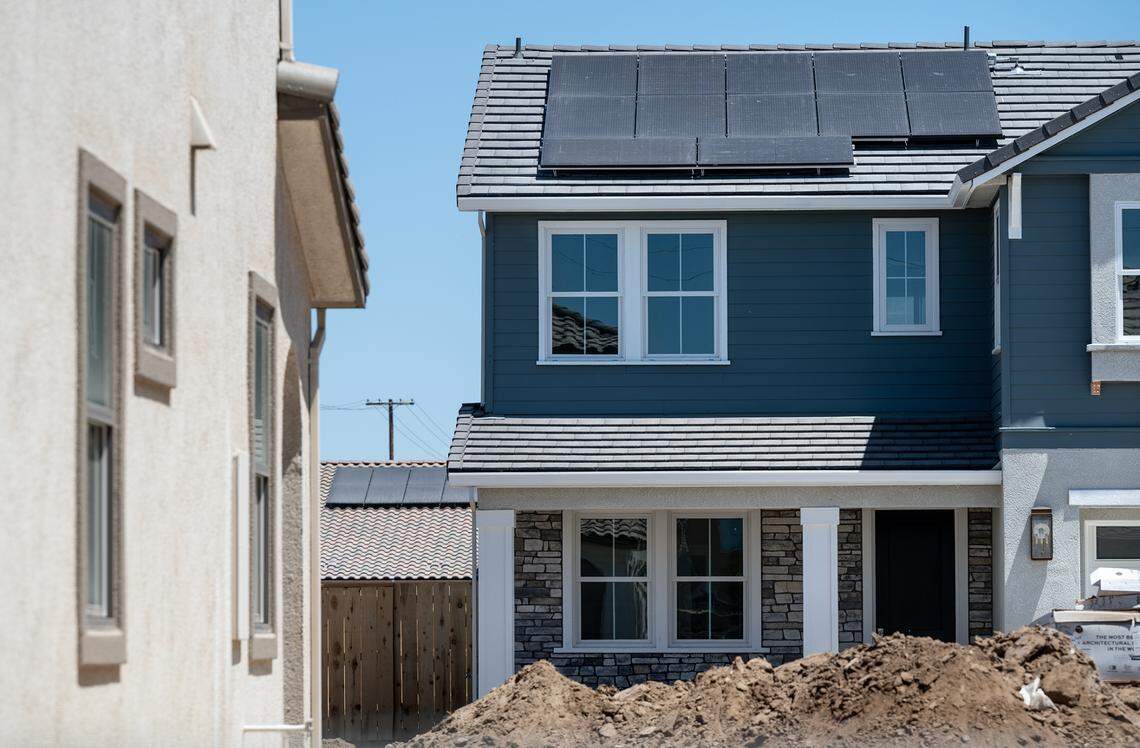 New housing construction at Founders Point by Florsheim and Fitzpatrick Homes on Carver Road in Modesto, Calif., on Saturday, May, 14, 2022.