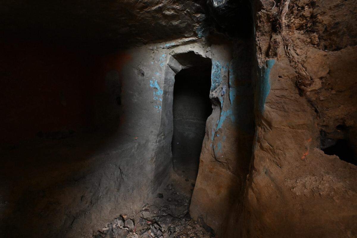 Homeless people have been digging elaborate caves into the bank of the Tuolumne River along Crater Avenue in Modesto, Calif., Tuesday, Jan. 30, 2024.