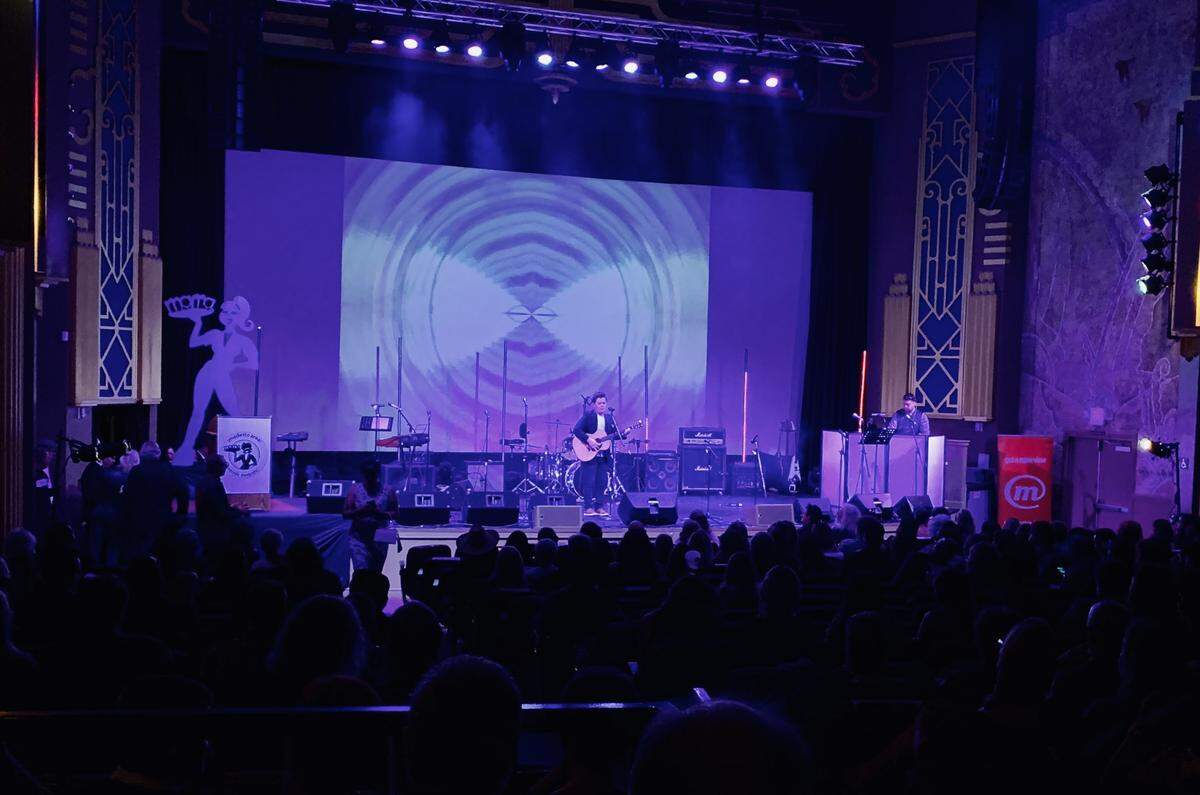 Josh Rosenblum, whose Josh Rosenblum Band won for best pop band at the 2018 MAMAs, performs during the awards show at the State Theatre in Modesto, California, on Tuesday, Oct. 16, 2018.