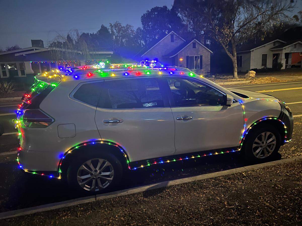This “Christmas car” is parked on Virginia Avenue in Modesto, CA.
