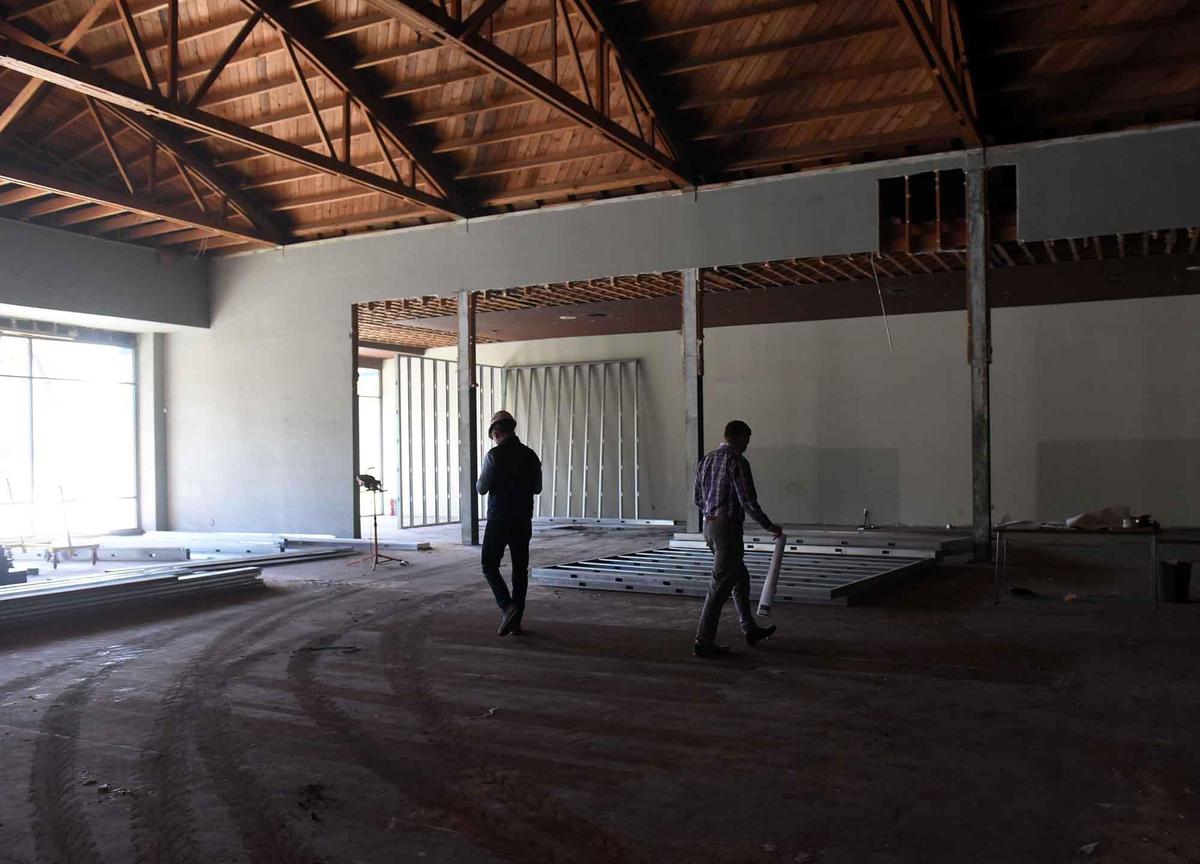 Datapath owners David Darmstandler (left) and James Bates are pictured Wednesday November 6, 2019 in the company’s new headquarters currently under construction on J street in downtown Modesto, Calif.