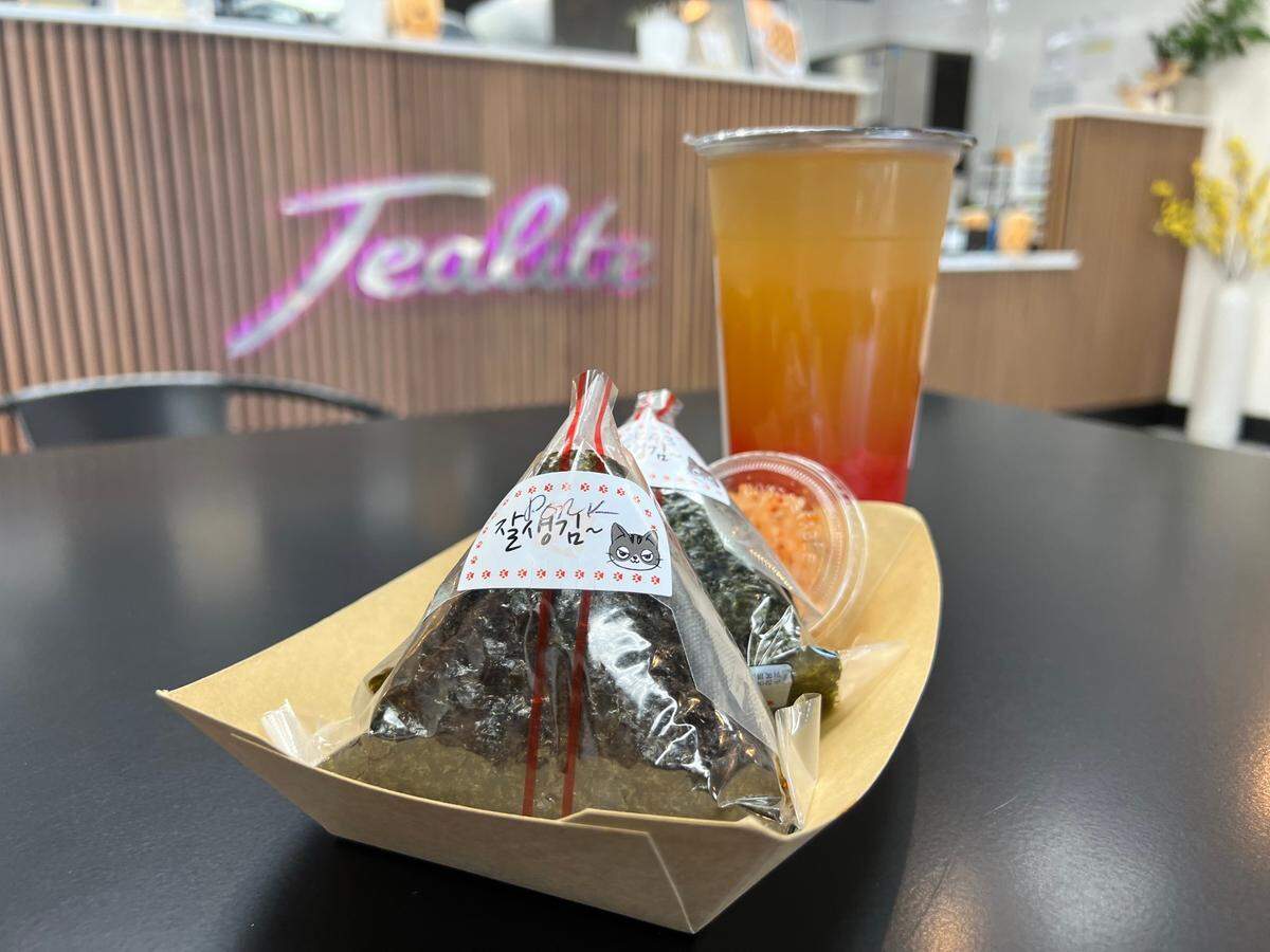 Onigiri from Oni-gurus and tea from Tealite Drinks and Snow in Modesto, Calif.