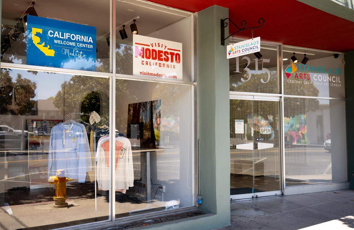 Visit Modesto welcome center in Modesto, Friday, July 18, 2025. The Stanislaus Arts Council Gallery and Visit Modesto now share space at the gallery’s J Street location.