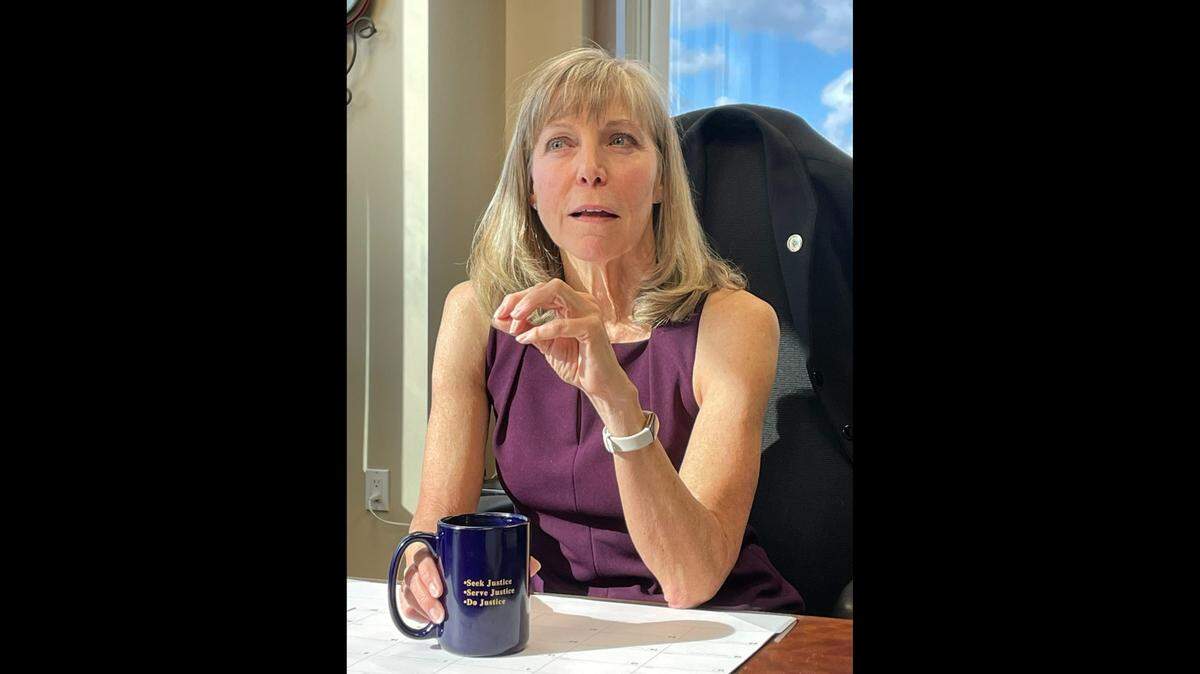Stanislaus County District Attorney Birgit Fladager reflects on her four terms in office covering 16 years , in her Modesto, Calif. office on Dec. 12, 2022.