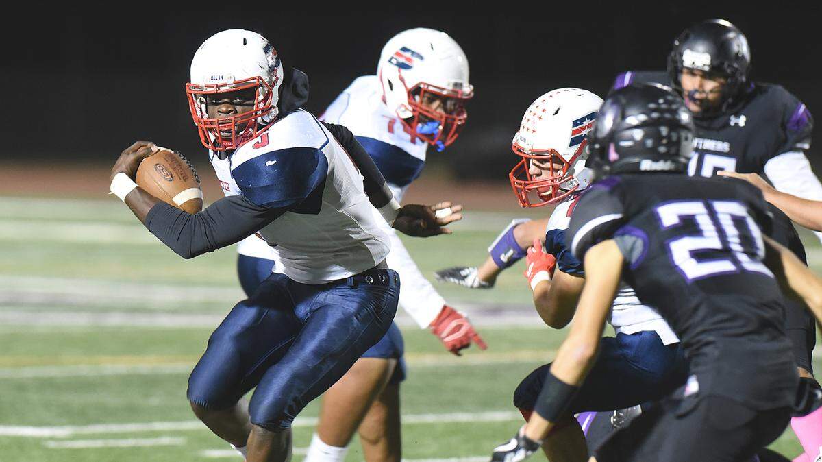 Beyer High running back, Darius Murphy was hard for Pacheco High to stop Friday night, Oct. 25, 2019 at Veterans Stadium in Los Banos. Beyer defeated Pacheco 22-16.