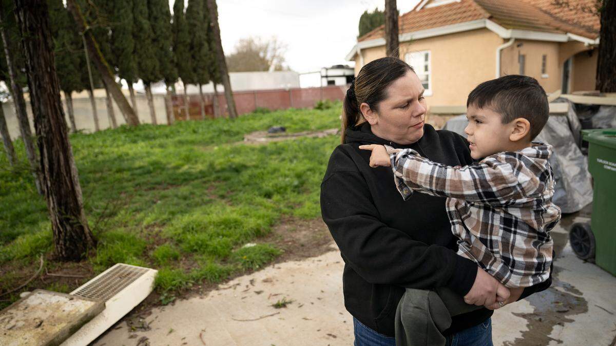 Emily Petersen with her son Matthew, 4, at their home in unincorporated Stanislaus County, Thursday, Feb. 19, 2026. 