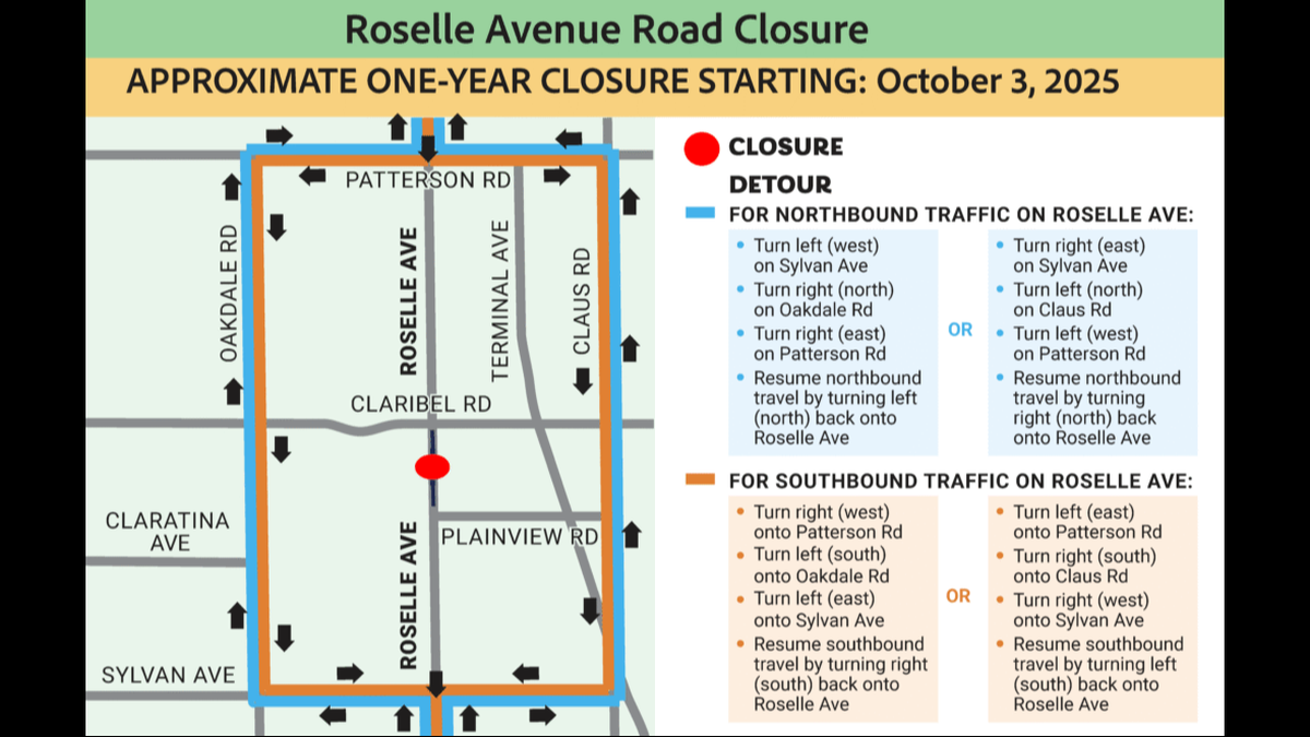 Roselle detour map