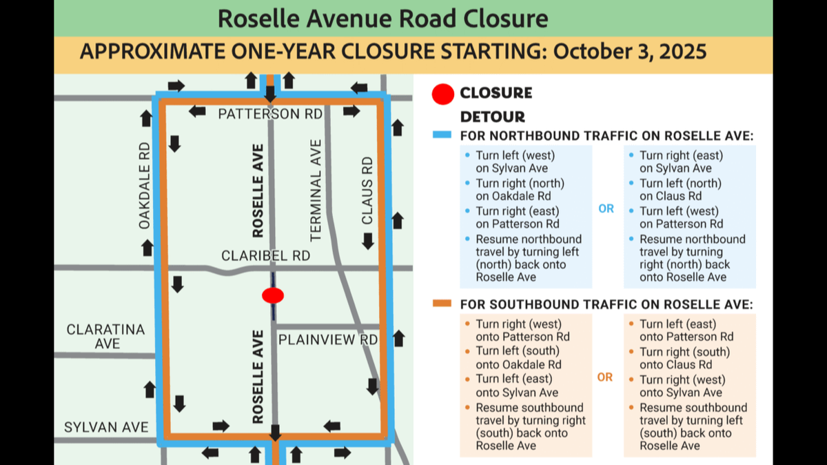 Roselle detour map
