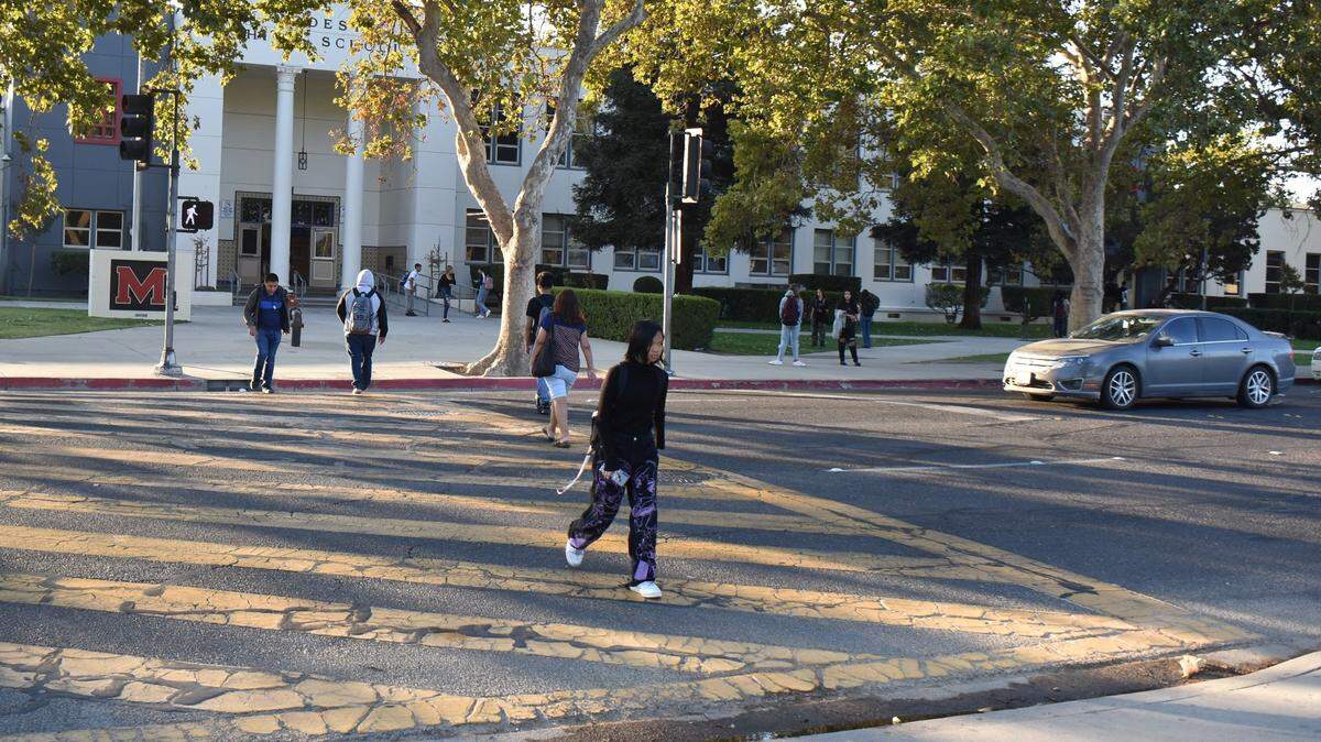 Traffic is an issue at Modesto High School, whose campus is split by H Street. It’s among the student safety concerns that would be addressed by Measure L funds.