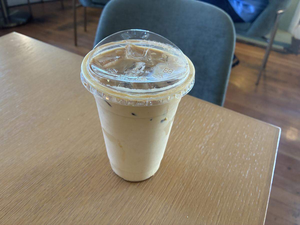 The maple syrup cardamom iced latte from The Queen Bean Coffee House in Modesto