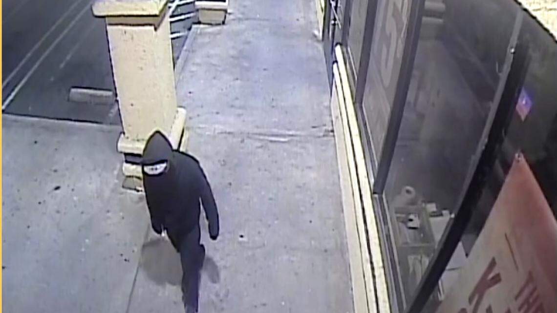 The suspect at FYE Music on McHenry Avenue on Jan. 9, one of five locations he is suspected of burglarizing or trying to burglarize.