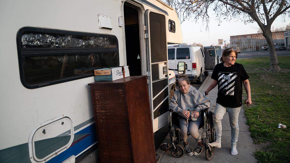 Sheryl Bremen and her daughter Tiffany Rasnic are living in their RV at Broadway Park in Turlock, Calif.