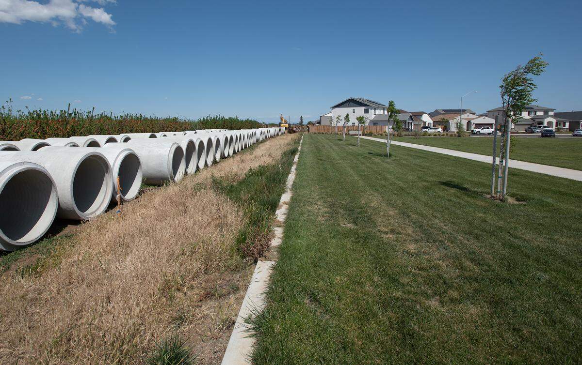 The new housing development called Villages of Patterson in northeast part of town. Photographed in Patterson, Calif., on Tuesday, April 12, 2022.