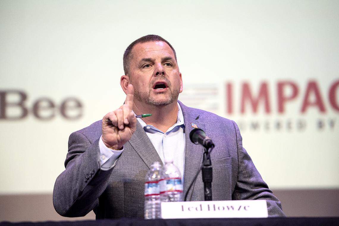 Republican challenger Ted Howse responds to a question during the 10th Congressional District debate ÒDebate at the StateÓ at the State Theatre in Modesto, Calif., on Wednesday, Jan. 22, 2020. 