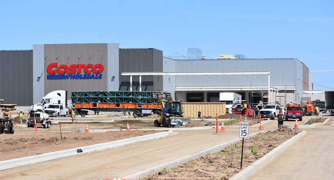 The Costco store going up at Claribel and Oakdale roads in Riverbank is pictured April 30, 2024. It is scheduled to open June 13.