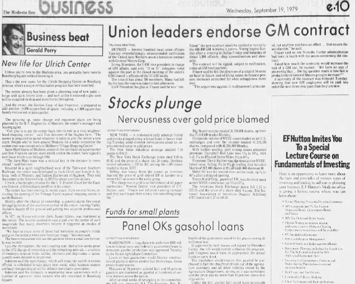 Clipping from The Modesto Bee, September 1979.