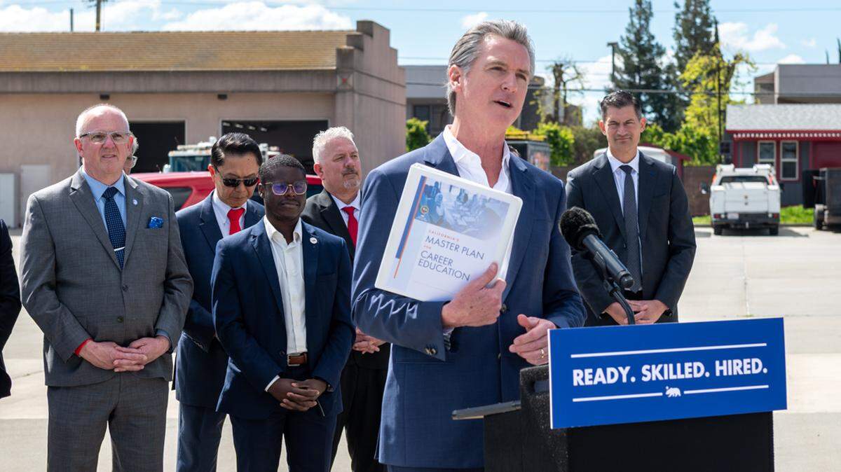 Gov. Gavin Newsom visited Modesto Junior College on Wednesday, April 2, 2025, to announce career advancement opportunities for Californians seeking good-paying jobs and fulfilling careers.