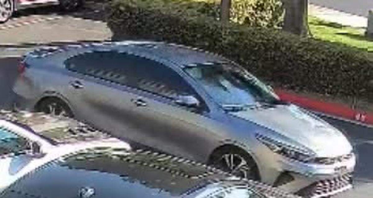 Investigators are searching for a silver Kia that had no license plates at the time of the robbery.