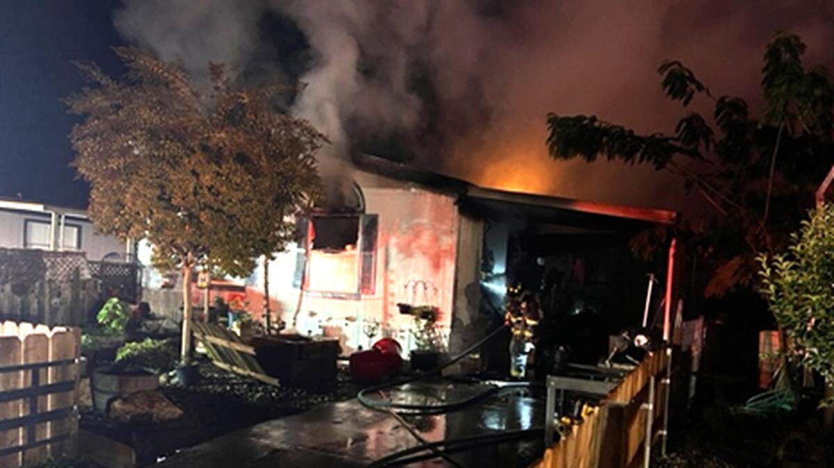 A home burned at Casa De Amigo’s Mobile Home Park on 26 Mile Road north of Oakdale. Fire was about 8 p.m. Friday.