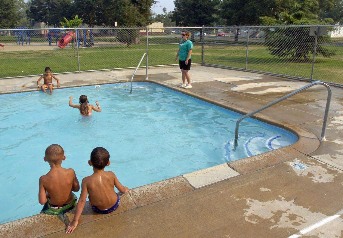 The pool in Cesar Chavez Park in west Modesto on Thursday, July 10, 2008.