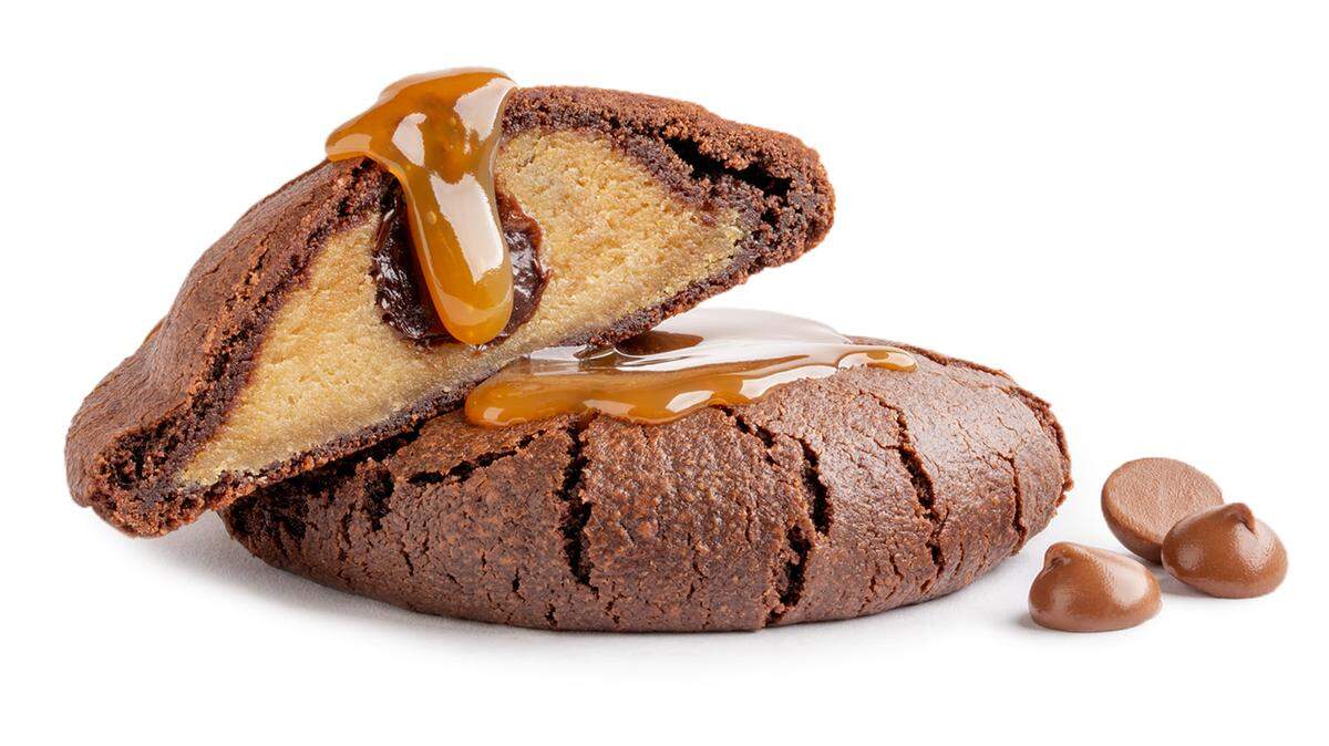 The Brookie, a chocolate chip cookie stuffed with caramel, wrapped in a brownie and drizzled with more caramel, is one of Dirty Dough’s classics.