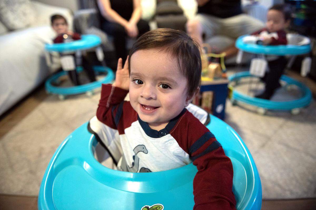 1-year-old Julian was the first to have his teeth break through. Tania Villanueva gave birth to quadruplets on New Year’s Eve of 2020. Andrew was born at 2:36 p.m. on that New Year’s Eve, followed over six minutes by Julian, Samuel and finally Robert.
