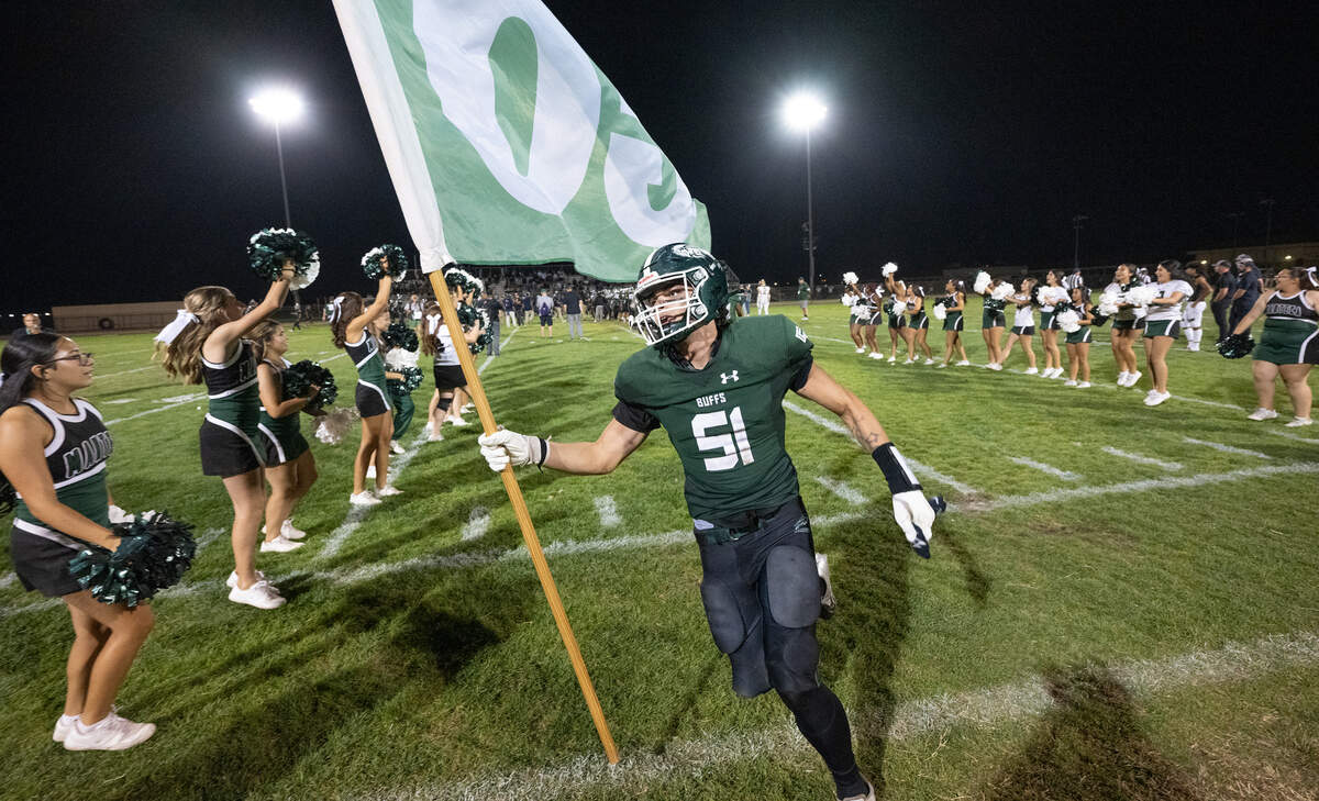 Manteca’s Isiah White celebrates the Buffaloes 31-14 victory over Central Catholic during the Valley Oak League game at Lathrop High School in Lathrop, Calif., Friday, Sept. 27, 2024.