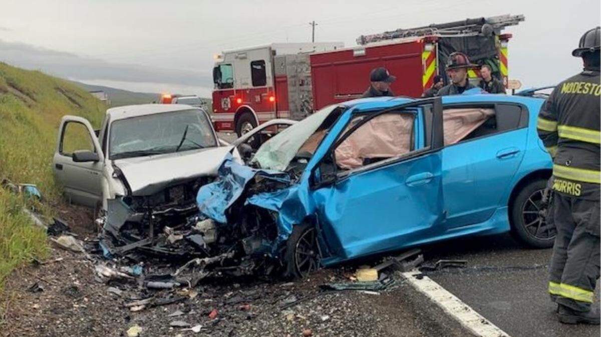 Both drivers — a Stockton woman and a Copperopolis man — were killed in this crash in north Stanislaus County on Monday, Feb. 27, 2023.