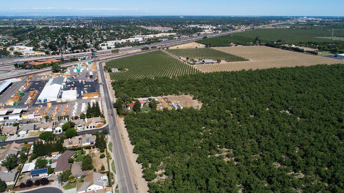 Murphy Road divides Salida, left, and Wood Colony with Modesto, Calif., to the East of Highway 99 on Saturday, June 13, 2020.