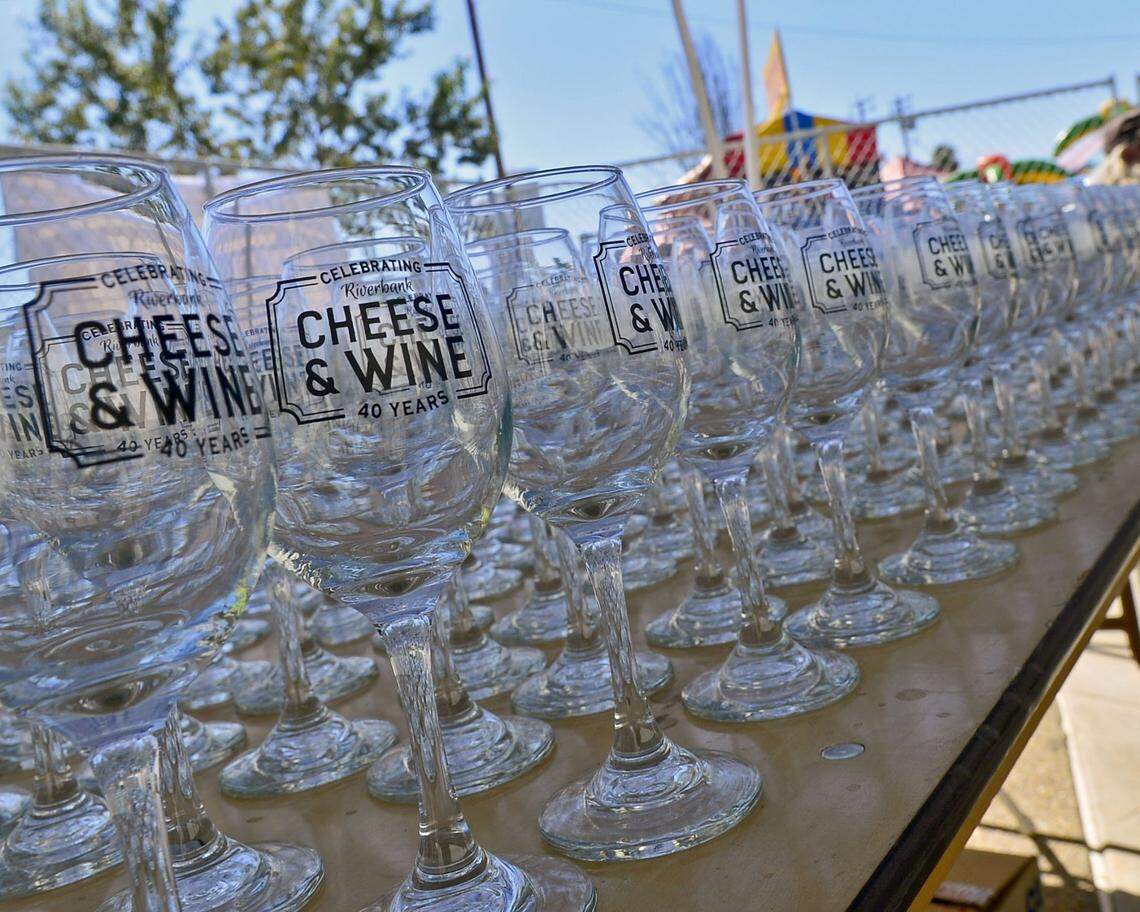 Specialty wine glasses during the 2016 Riverbank Cheese and Wine Expo.