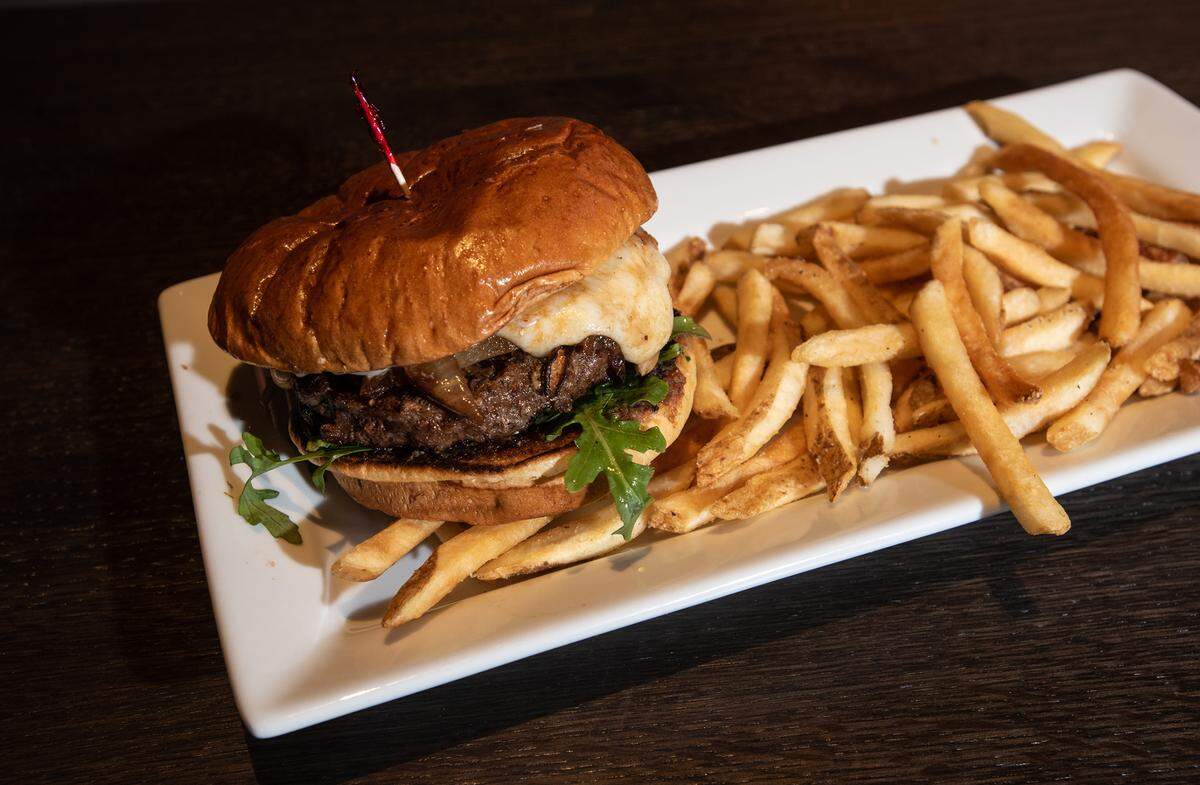 Mushroom stout burger at Dave & Buster’s entertainment center and restaurant at Vintage Faire Mall in Modesto, Calif., on Thursday, June 2, 2022.