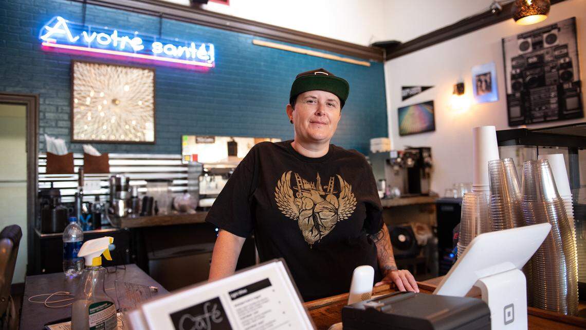 Deva Cafe owner Heather Elkins in Modesto, Calif., Tuesday, Oct. 25, 2022. The longtime downtown cafe has closed.