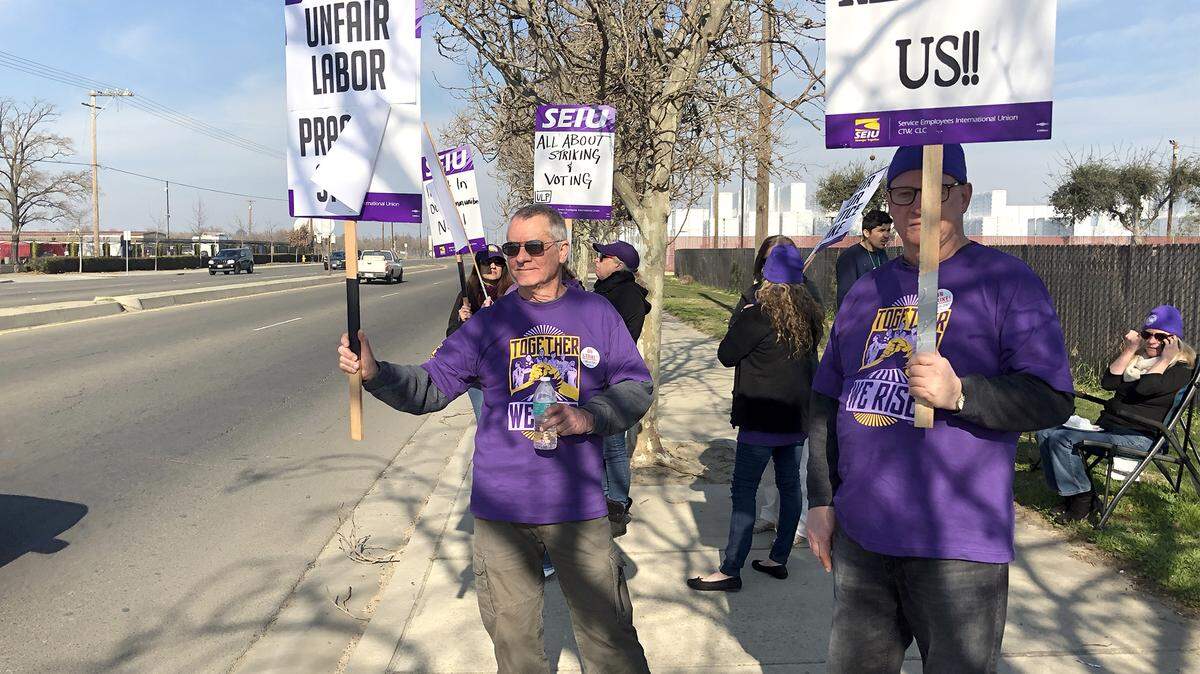 Stanislaus County workers were on strike Friday January 4, 2019 at the county offices on East Hackett Road in Modesto, Calif. Social workers and others represented by Service Employees International Union Local 521 vowed to continue with the walkout next week, citing unfair labor practices and compensation issues.