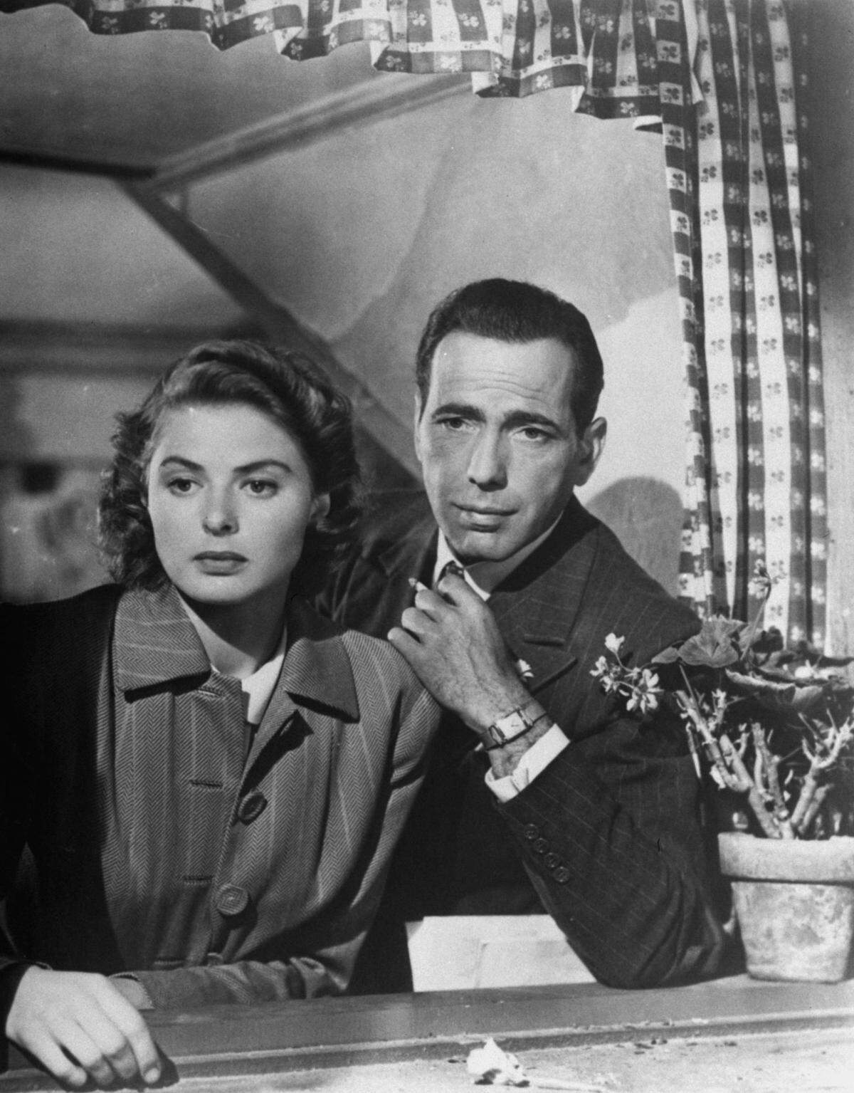 Humphrey Bogart and Ingrid Bergman are shown in the 1943 film “Casablanca.”