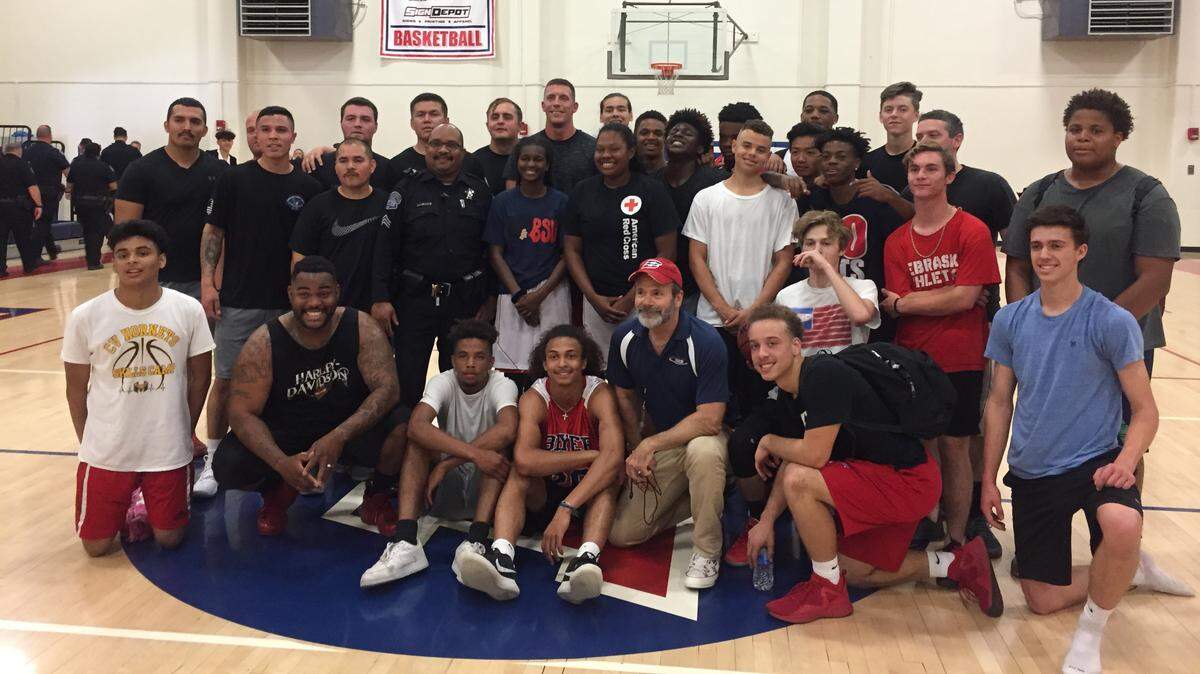 Members of the Beyer High School Black Student Union played a game of basketball against Modesto Police Department officers on Friday, May 11, 2018.
