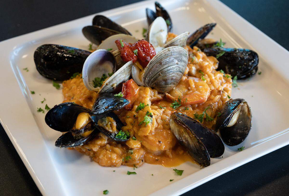 Risotto alla pescatora at Gusto Italiano in Modesto, Calif., on Thursday, July 22, 2021.