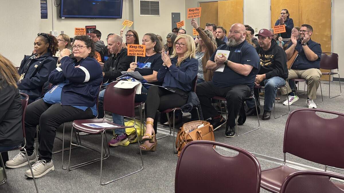 A comment made to Modesto City Schools trustees and administrators draws applause at the Board of Education meeting Monday, Nov. 17, 2025.