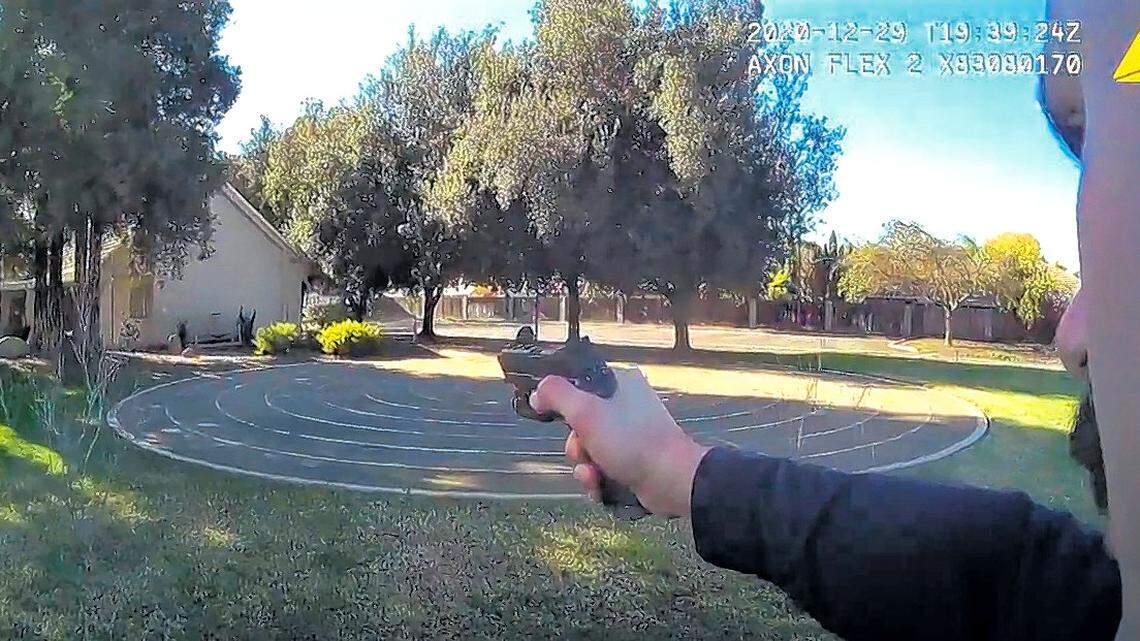 Screen shot bodycam video from Modesto Police Department officer Joseph Lamantia, who shot and killed unarmed Trevor Seever in west Modesto on Dec. 29, 2020.