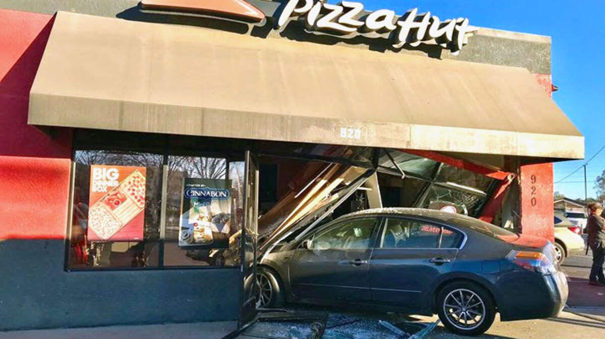 No one was injured when a car hit a Pizza Hut restaurant on Lander Avenue in Turlock, Calif. on Thursday, Dec. 27, 2018, the Turlock Fire Department reported.