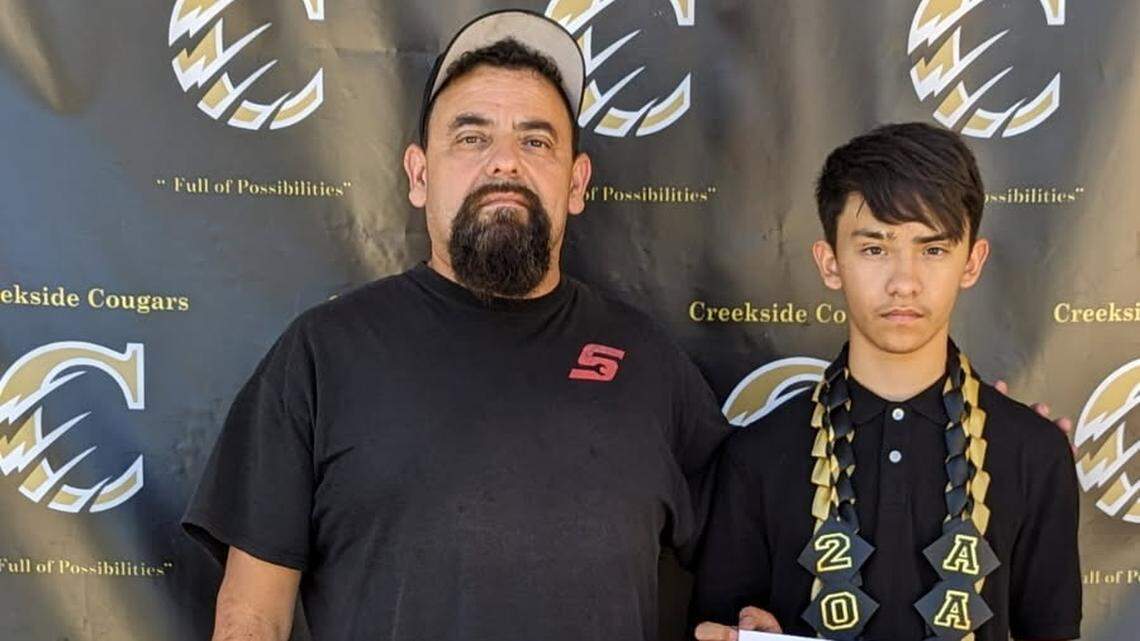 A photo of father and son Raul and Aaron Ramirez, who died in an Aug. 5, 2025, crash into a California Aqueduct.