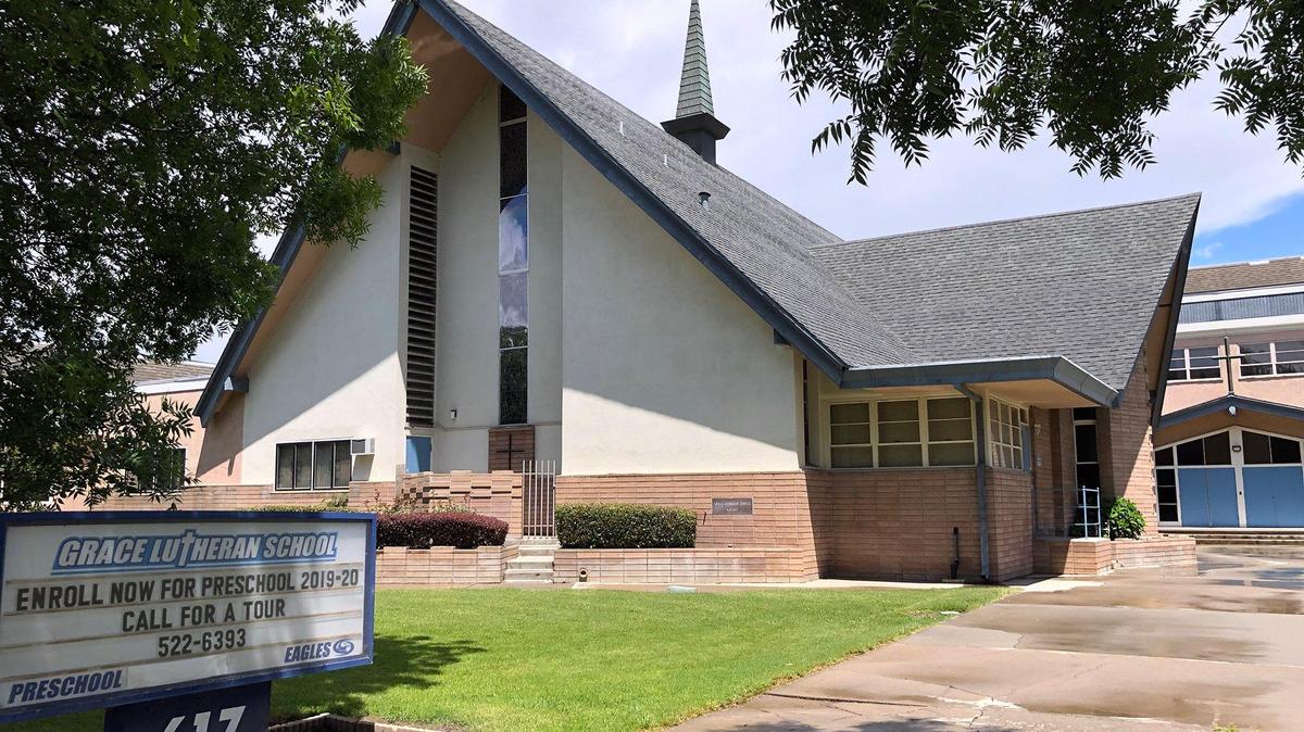 Grace Lutheran Church on W Orangeburg avenue in Modesto, Calif. is pictured on Tuesday May 21, 2019. The proposed New Colossus Academy would provide an education for refugee immigrants and other students.