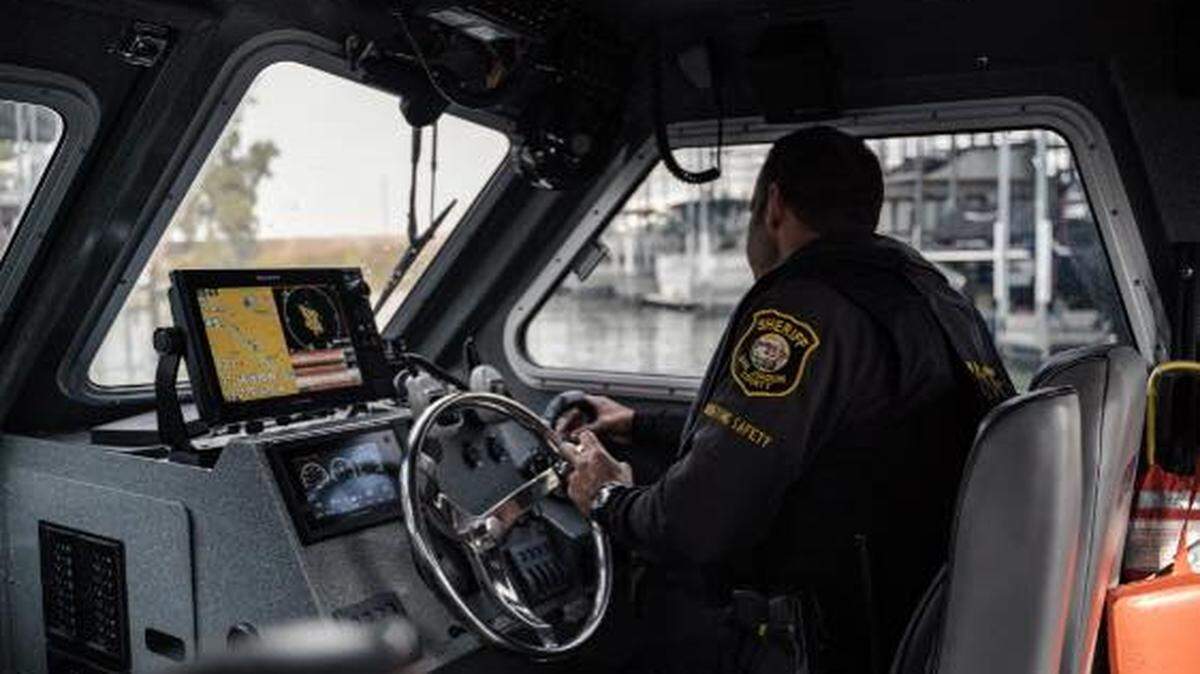 A member of the San Joaquin County Sheriff’s Office drives a rescue boat in an undated photograph.