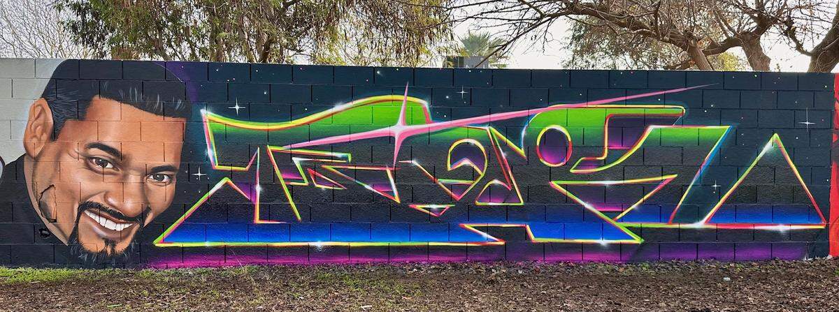 This mural depicting the late Salvador ‘Bizare’ Lujan was painted during the 11th annual Bizare Art Festival near Fresno.