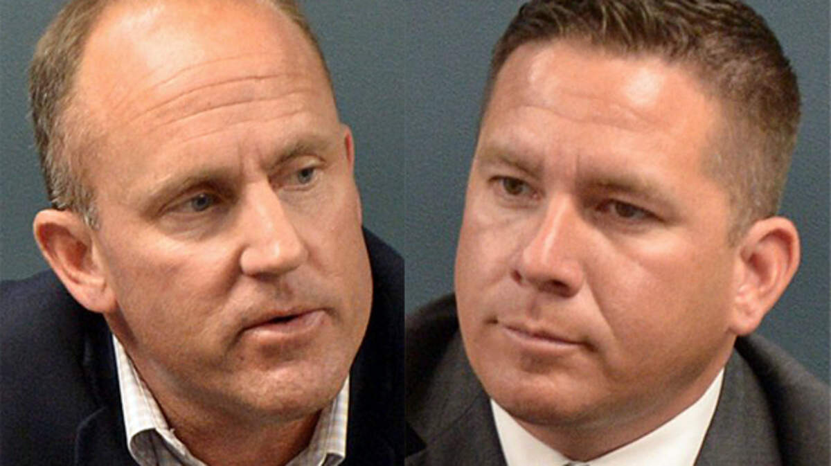 Stanislaus County Sheriff’s Department candidates Jeff Dirkse, left, and Juan Alanis.