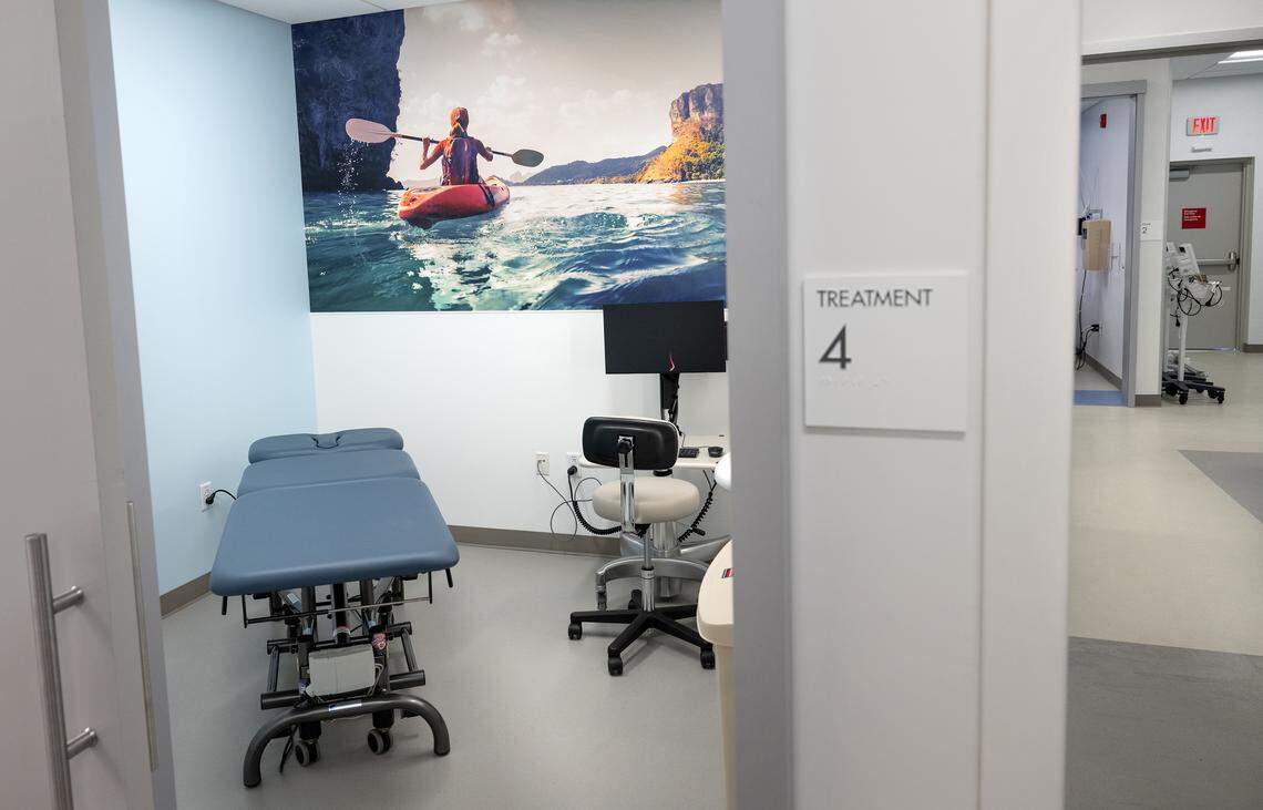 A private treatment room at Kaiser’s Sports Medicine Center in Salida, Friday, Aug. 8, 2025.